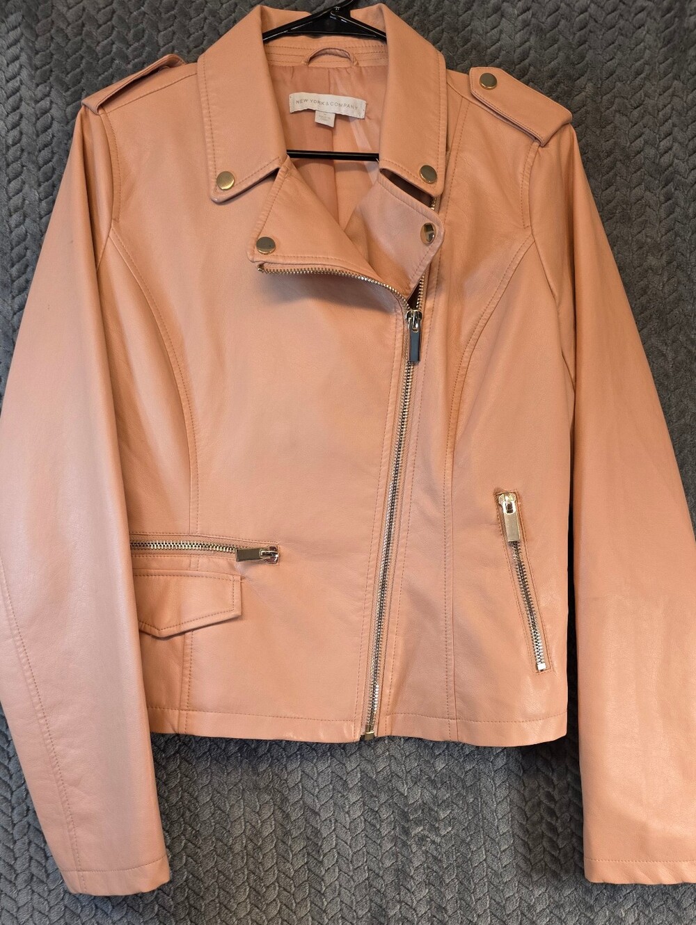 New York & Company Peach Faux Leather Moto Jacket- NWOT